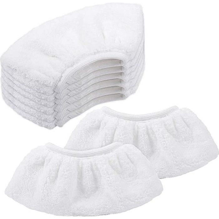 10 Chiffons Microfibre Pour Nettoyeur Vapeur Kärcher – 5 Bonnettes Sol + 5 Chiffons Main – Compatibles SC1 à SC5