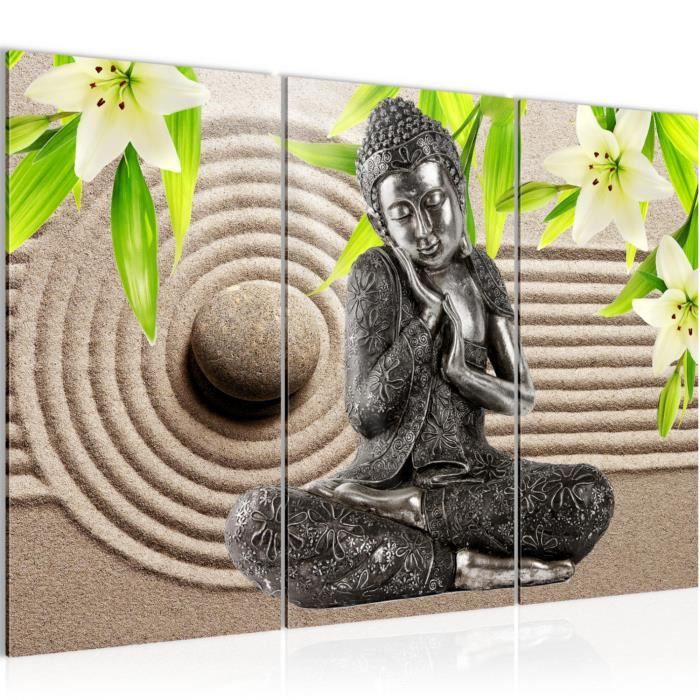 Runa Art Quadro Murale 5 Pezzi Con Buddha E Farfalle – Tela Non Tessuta 110g/m², Stampa Zen Verde, Made In Germany