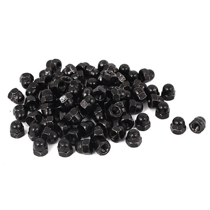 Lot De 50 écrous Borgnes M6 Acier Carbone Noir - Uxcell, Hauteur 11mm, Paquet De 50