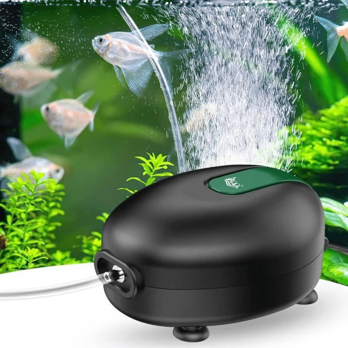 Pompe à air pour Aquarium, 2.5-8W Bulleur Silencieux Réglable pour  Aquarium, Pompe à oxygène puissante,Puissante Double[S170]