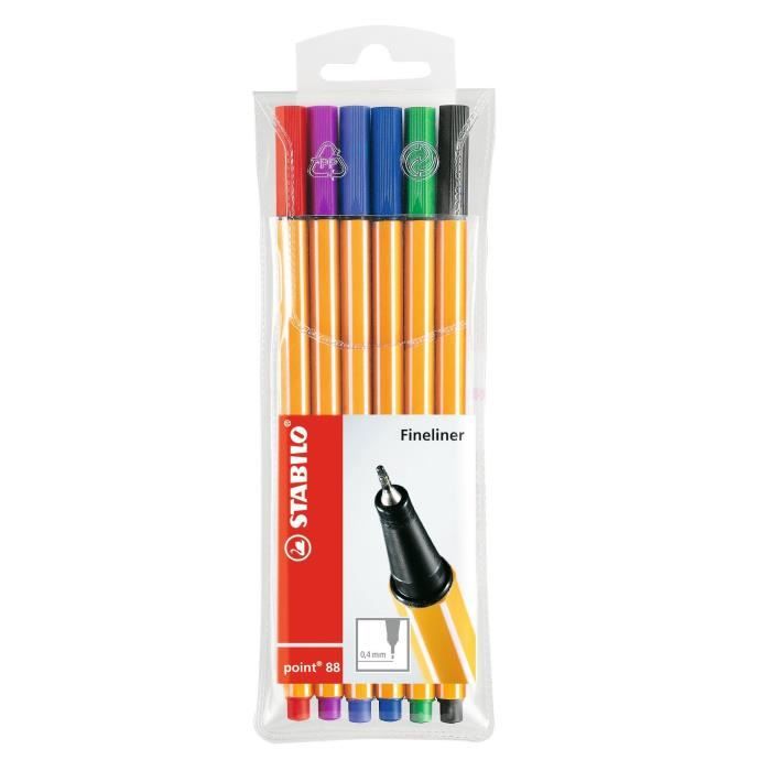 A PLUS Lot de 6 Stylos feutre pointe fine 0,5 mm noir : :  Fournitures de bureau