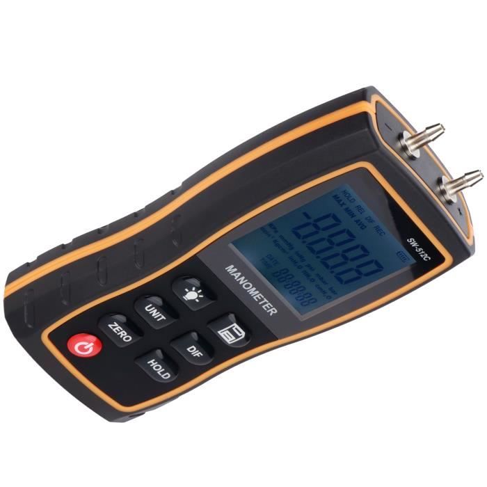 Manomètre Numérique Différentiel ±200 InH2O - 13 Unités CVC Avec Enregistreur Données Et Écran LCD