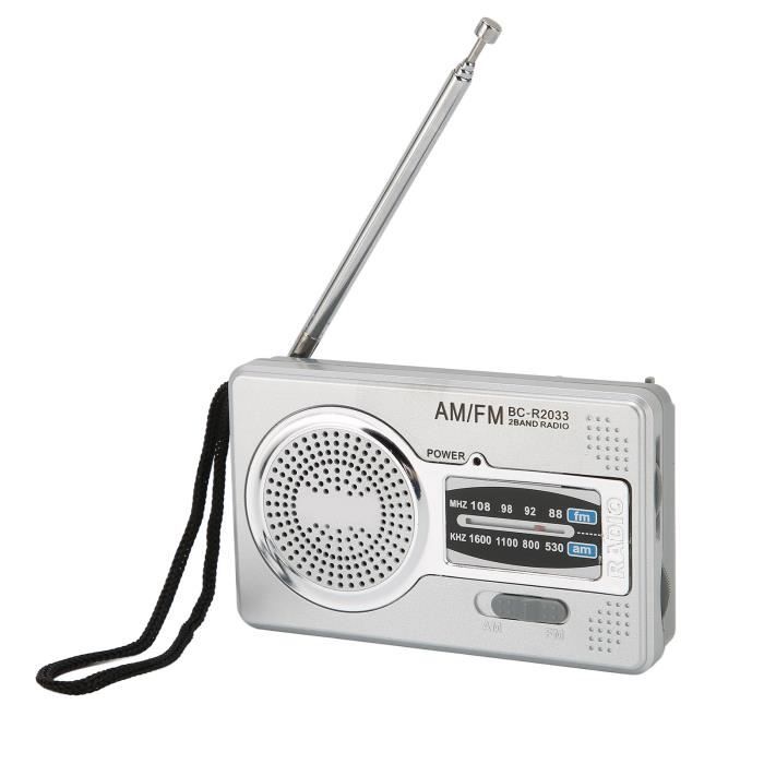 TMISHION radio à transistor AM FM AM FM Transistor Radio DSP Puce Portable  Poche Mini Radio avec Haut-Parleur Prise Casque Argent