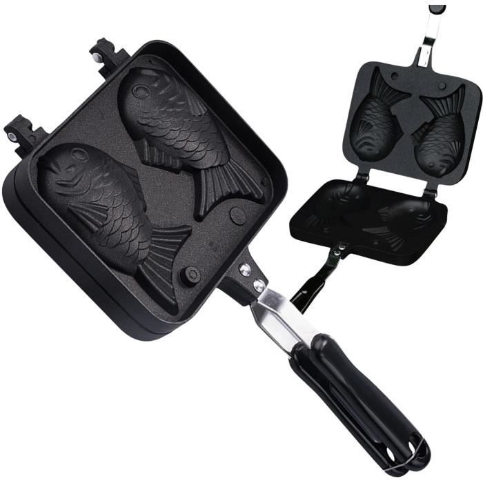Moule à Taiyaki (Gâteau Poissons Japonais) Double Face Anti-Adhésif - Pour Crêpes, Gaufres