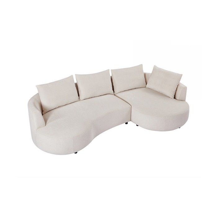 Canapé dangle droit en velours texturé beige LOUSADO