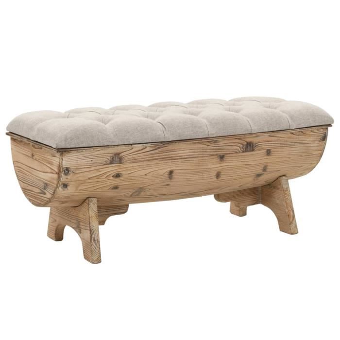 VX - Banc de rangement Bois massif et tissu 103 x 51 x 44 cm