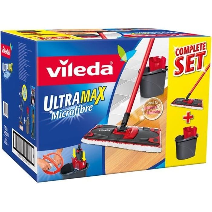 Vileda SuperMocio Set Complet - Balai Microfibre 3D Avec Seau Essoreur Pour Nettoyage Sols