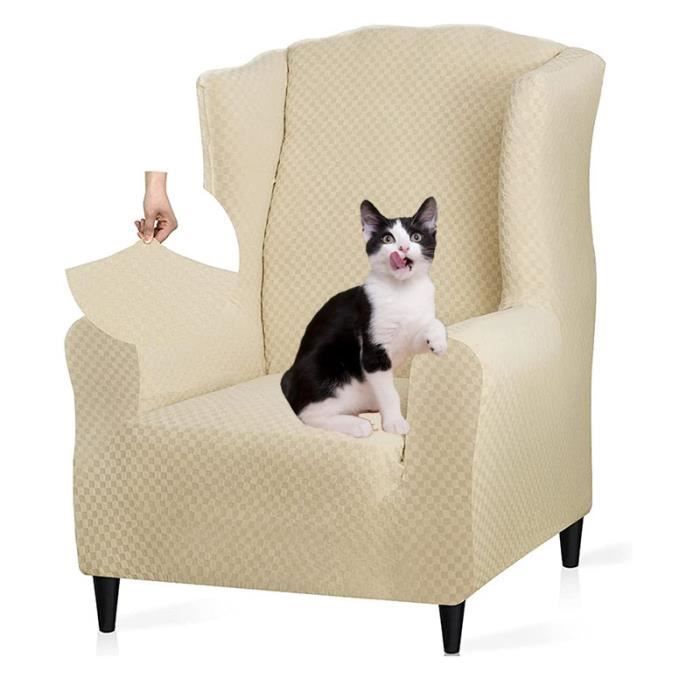 Housse de Fauteuil Élastique avec Oreilles 1 Pièce Jacquard Protecteur de Canapé Appui-Tête Housse de Canapé Fauteuil