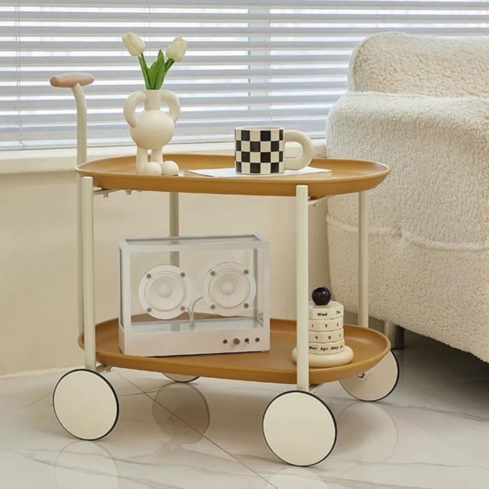 rho-table d'appoint amovible pour canapé chariot de rangement avec poignée à roulettes, table d'appoint de meuble gingembre