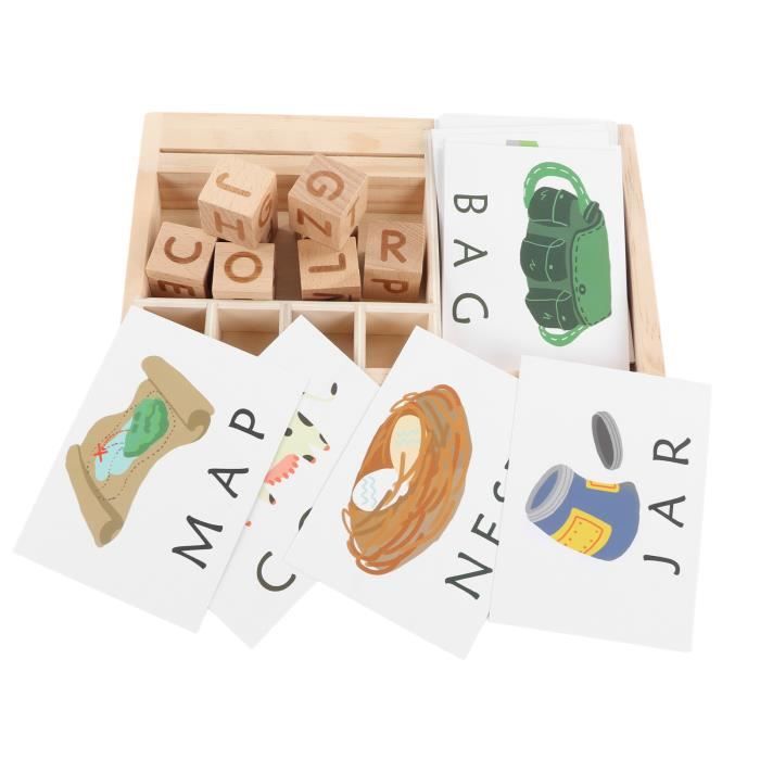 ZERONE Jouet de blocs d’alphabet en bois Les Blocs d'alphabet en Bois ...