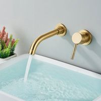 GGStudy Robinet De Salle De Bain Doré Brossé - Robinet De Salle De Bain Cascade - Poignée Unique
