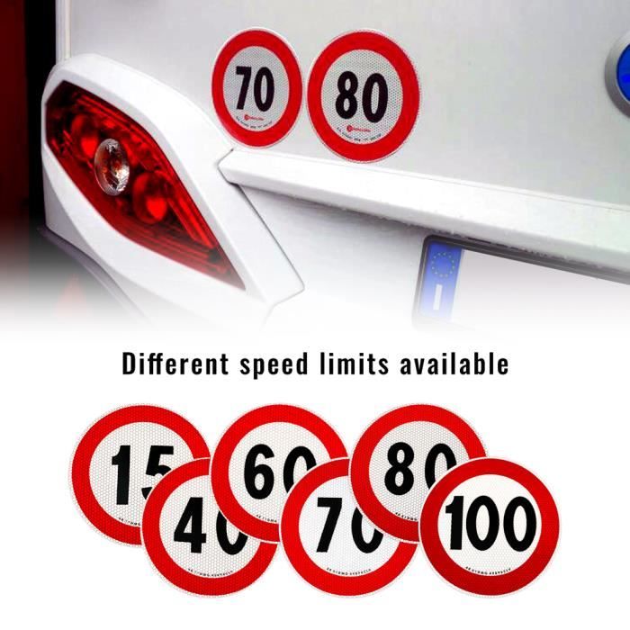 Lot Autocollants Réglementation 2 Disques Adhésifs Limitation De Vitesse 90km/h - Diamètre 200mm, PVC, Pour Véhicules Ou Signalisation étiquette Autocollante Professionnelle