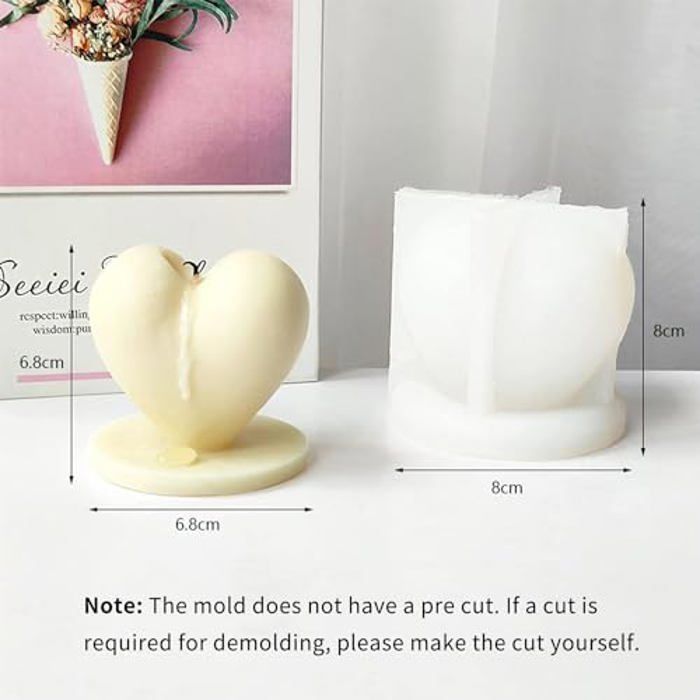 Moule Silicone 3D Cœur Saint-Valentin - Pour Bougies Parfumées, Savons, Résine, Chocolat - Idéal Bricolage Romantique !