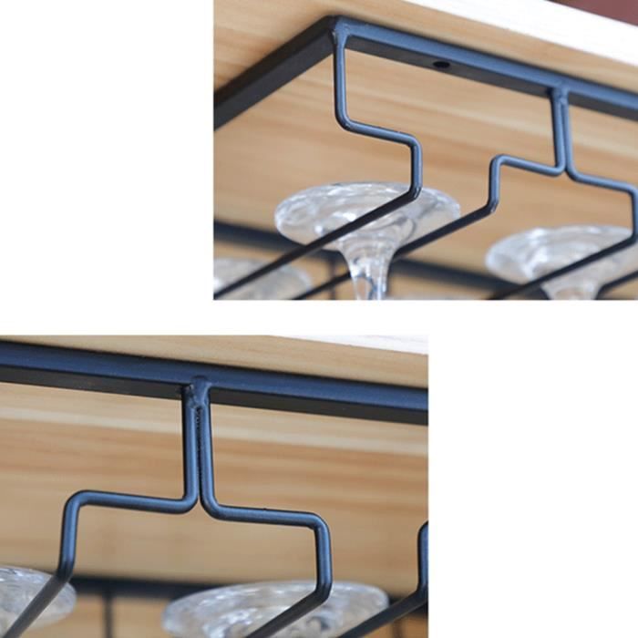 Support à Verres à Vin FIAMER - Rangement Sous Meuble Design Pour Cuisine Et Bar (Noir, 4 Rangées)