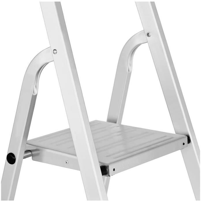 Escabeau Pliable 5 Marches Aluminium Avec Plateau Outils - Capacité 150 Kg, Antidérapant, Léger - Pour Maison, Garage, Jardin