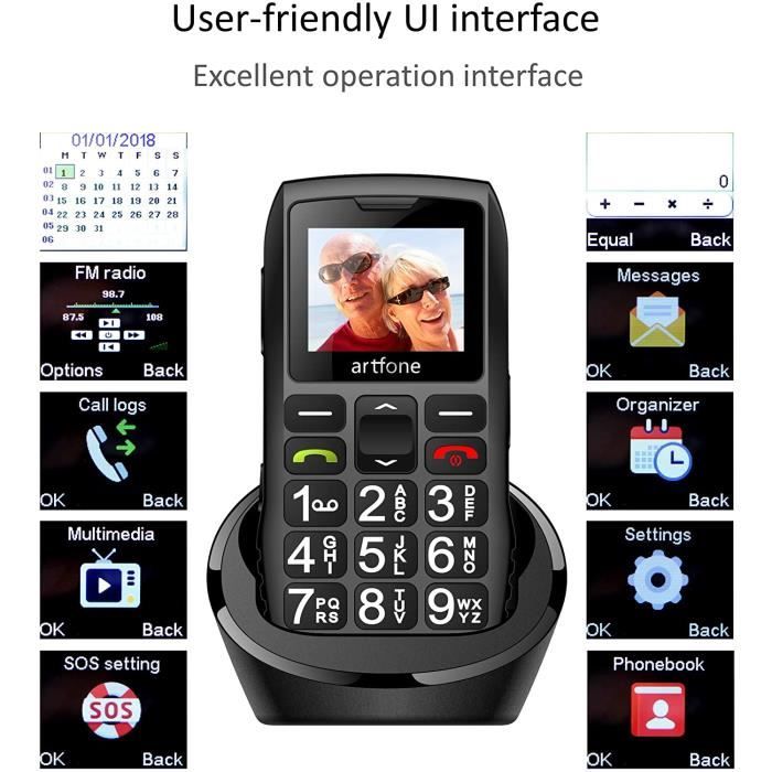GSM Téléphone Portable Senior Clapet Débloqué avec Grandes Touches,Big Volume