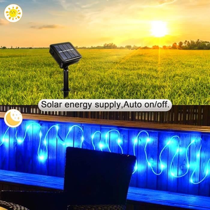 Guirlande Lumineuse Solaire Tube 12M 100 LED - 8 Modes Étanché Pour Jardin Et Fêtes