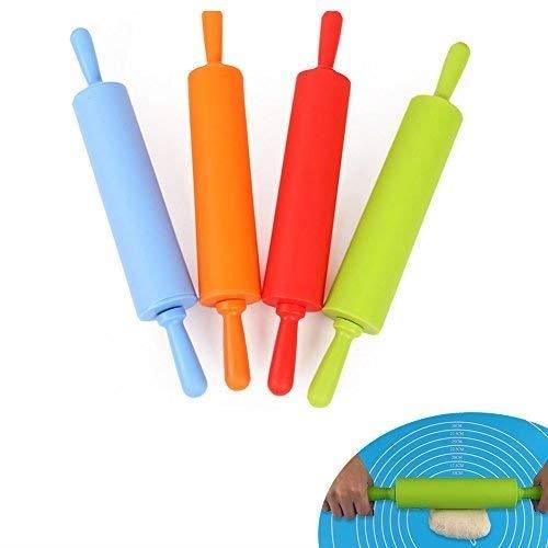 Outil Cuisine Pâtissier Rouleau à Pâtisserie Fondant 22cm - Avec Bagues Silicone - Antiadhésif - Pour Gâteau & Biscuits Rouleau Plastique Portable