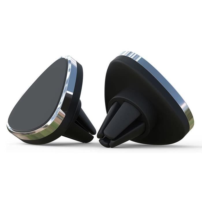 Tikawi x2 Support Téléphone Voiture Magnétique UNIVERSEL (Samsung / IPhone)  Grille Aération - Support Portable Noir