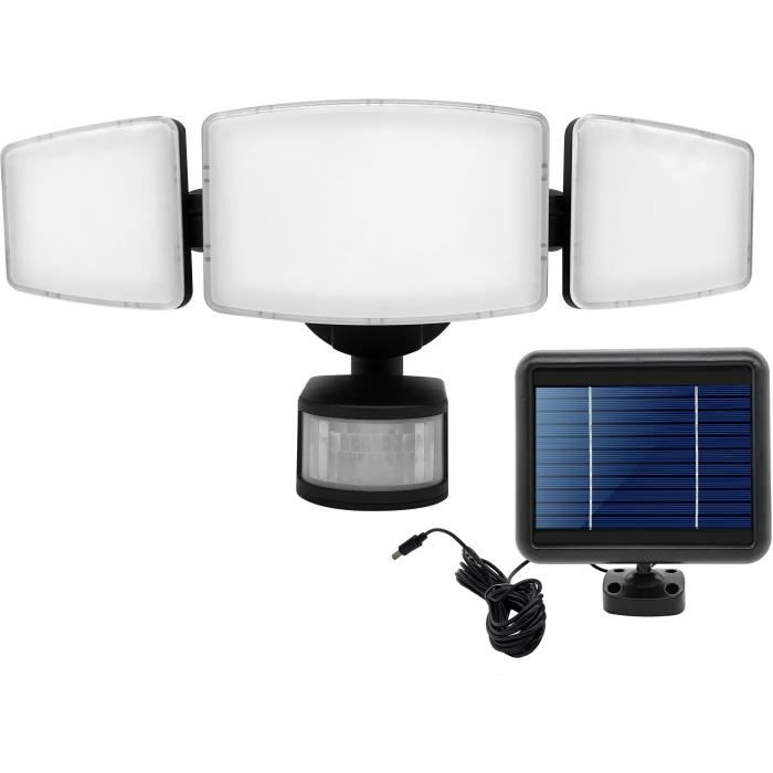 Lampes Solaires D'Extérieur,Applique Murale Solaire Avec 3 Têtes