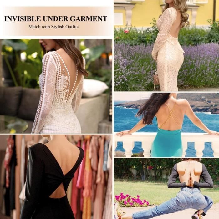 Body Gainant Invisible Dos Nu Pour Femme - Push-up, Sans Couture, Bretelles Transparentes - Pour Robe, Mariage, Soirée - 9