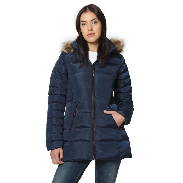 Doudoune femme mi longue bleu marine online