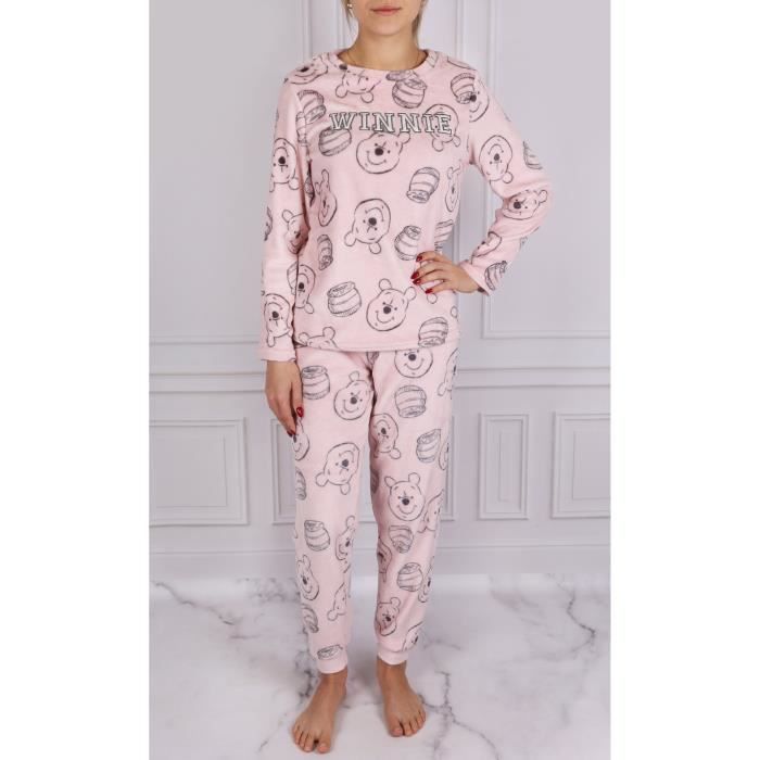Pyjama pour femme Winnie l'ourson Disney rose, pyjama en polaire