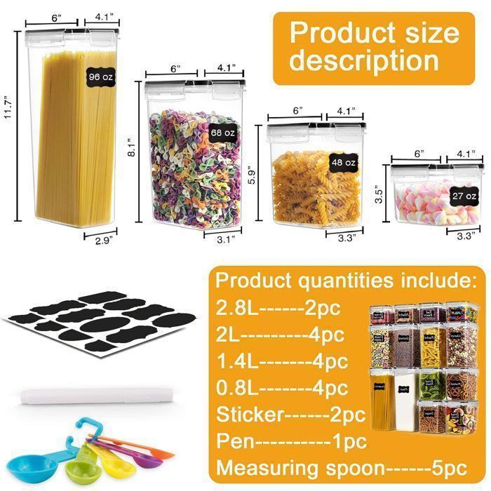 Lot De 27 Boîtes De Rangement Alimentaire Plastique Avec Couvercles – Multicolore – Pour Frigo