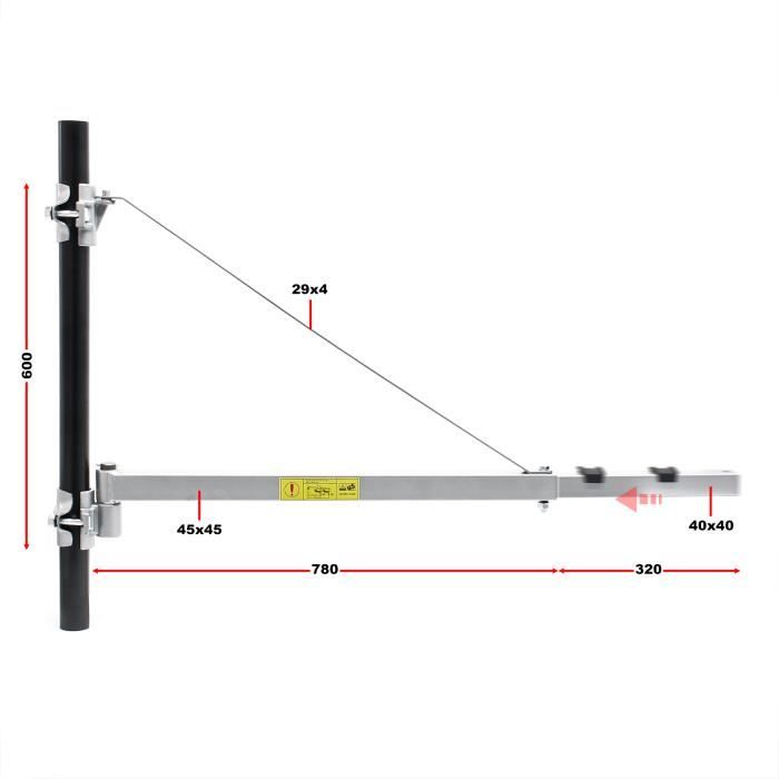 Bras pivotant palan support 600g 110cm treuil câble fixation orientable  accessoire levage Potence - Cdiscount Bricolage