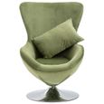 Solde - Mobilier FR24180M Fauteuil Magic pivotant, Fauteuil Relaxation Chaise de salon en forme d’œuf avec coussin Vert clair Velour-2