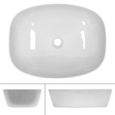 ECD Germany Vasque à Poser Lavabo Salle de Bain - Ø 505 x 385 mm - en Céramique - Ovale - Blanc - avec Kit de Vidange-2
