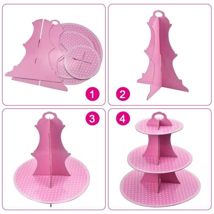 Presentoir Cupcake Jilukibo Lot De 2 Supports Ronds En Carton à 3 Niveaux Pour 24 Cupcakes Boite Cupcakes 24 Trous