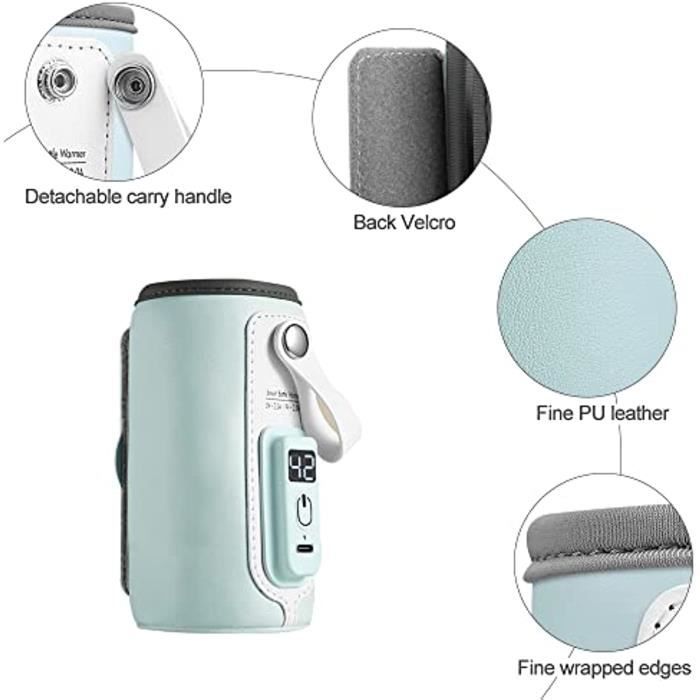 Chauffe-Biberon Portable IXTECH 300ml - Sans Fil, USB-C, Température Réglable 37-55°C | Pour Lait, Eau