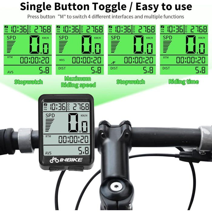 Compteur De Vitesse GPS Sans Fil Pour Vélo - Écran LCD 6,1 Cm - Autonomie 28h - Idéal VTT Et Vélo électrique