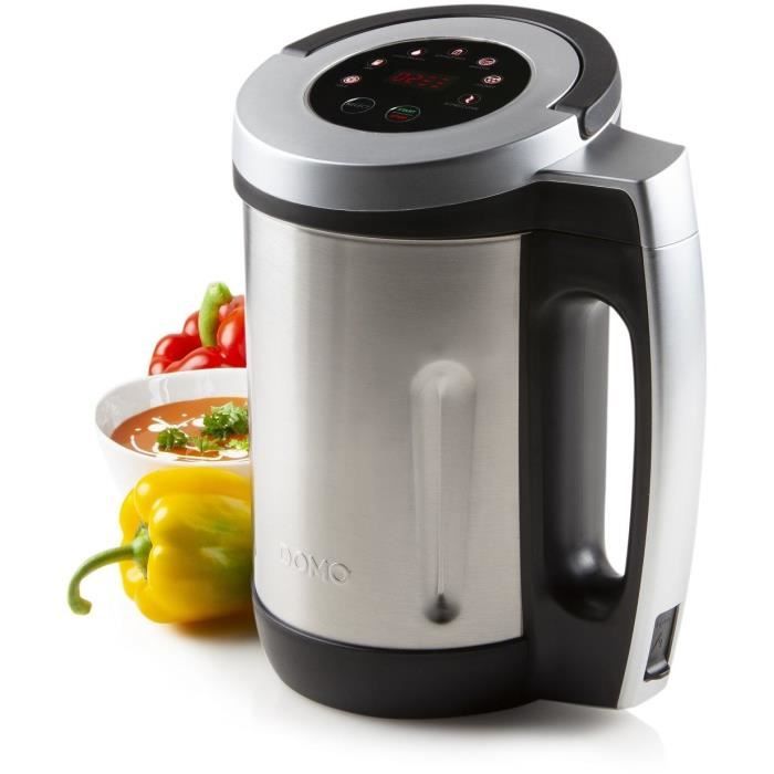 Blender Chauffant DOMO DO727BL | 6 Programmes (soupe, Smoothie, Confiture) | Capacité 1.2L | Argenté