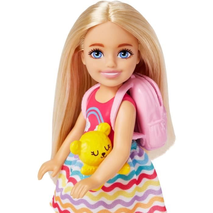 Coffret Poupée Barbie Chelsea En Voyage - Avec Chiot Et 6 Accessoires Dont Sac - Idée Cadeau Fille 3 Ans+