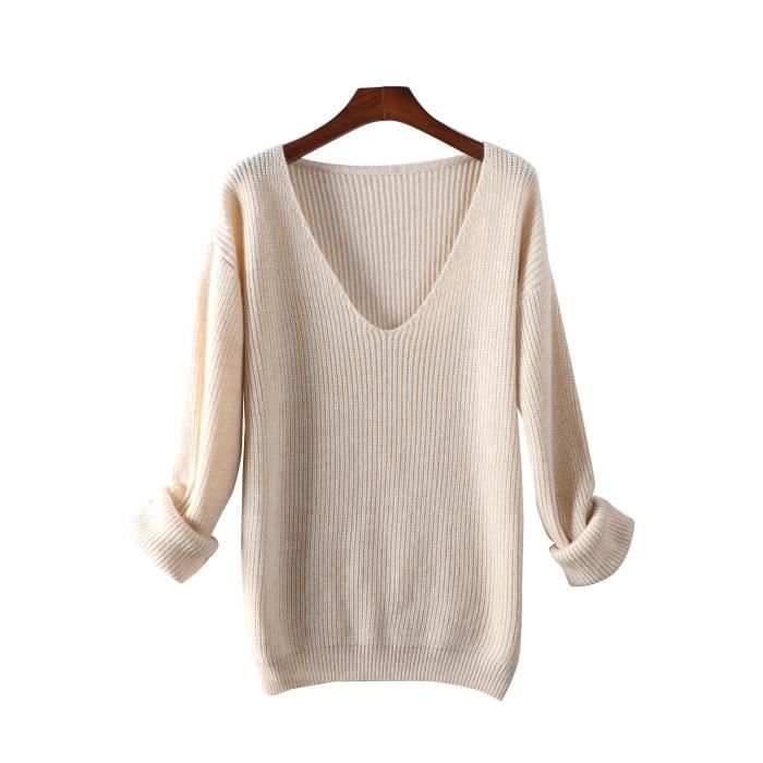 NZYIHAO Pull En Tricot Pour Femme - Col En V - Manches Longues