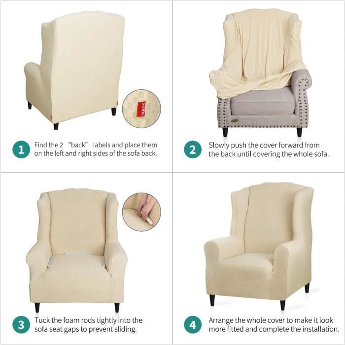 Housse De Fauteuil BUFALI - Super Élastique, Tissu Jacquard 3D, Adaptable De 70 à 110 Cm (Protection Et Déco)