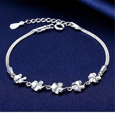 Bracelet Argent Massif Avec Breloques Nacre - 18cm, 9g, Occasion, Sans Marque