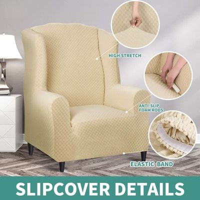 Housse Élastique Universelle Pour Fauteuil à Oreilles FAVERTI - Tissu Jacquard, Lavable, 16 Couleurs