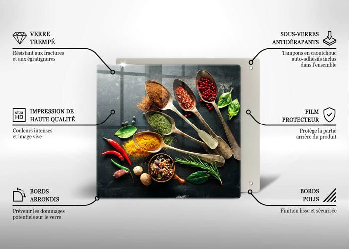Tulup Planche De Cuisine En Verre 2x30x52 - Rayures Colorées