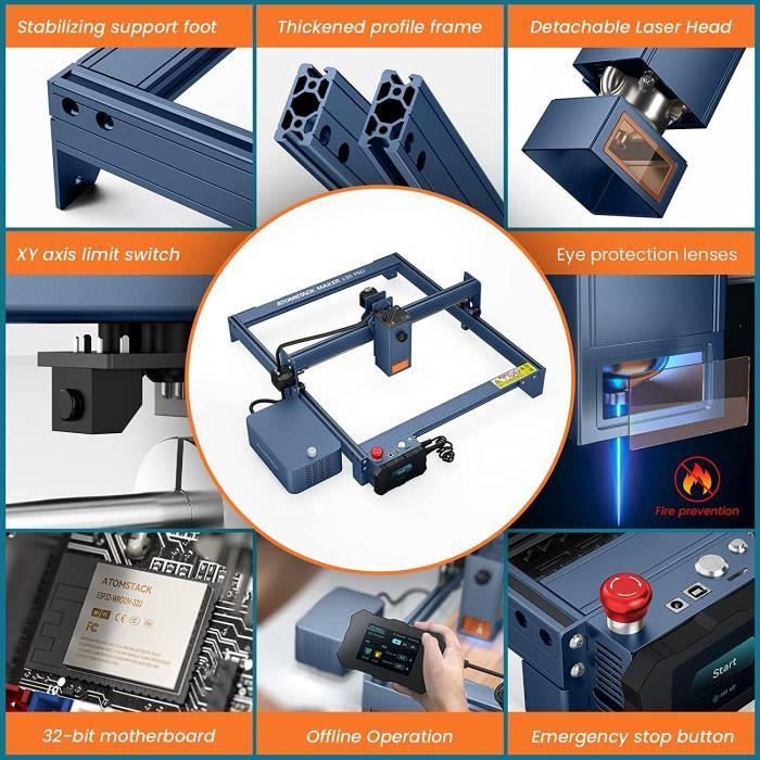 ATOMSTACK A30 Pro 33W Graveur laser avec kit d'assistance à l'air,F3 ...