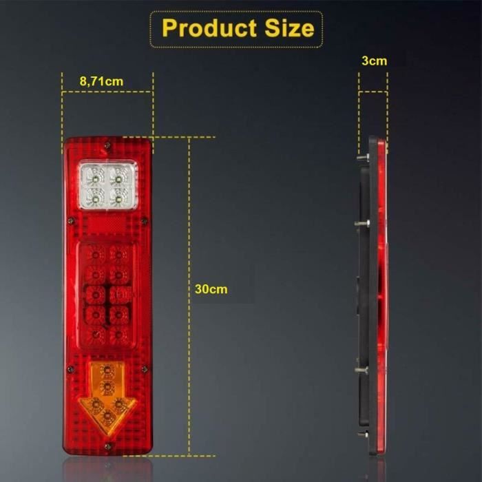 Lot De 2 Feux De Plaque D'immatriculation LED Rouges - Universel 12V/24V - Pour Camping-car, Remorque, Camion