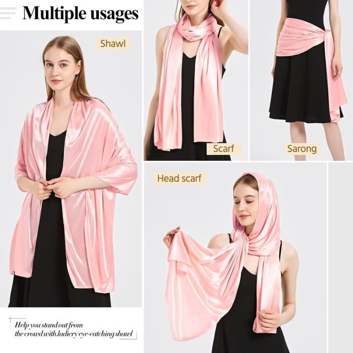 Châle Étole En Mousseline De Soie Écharpe Foulard Léger Pour Mariage D'Été Soirée Cérémonie