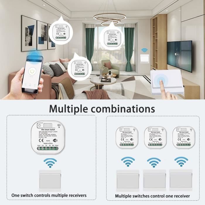 Interrupteur WiFi Intelligent Tuya 4P 63A - Disjoncteur Connecté AC220V Avec Programmation Horaire Pour Maison Connectée