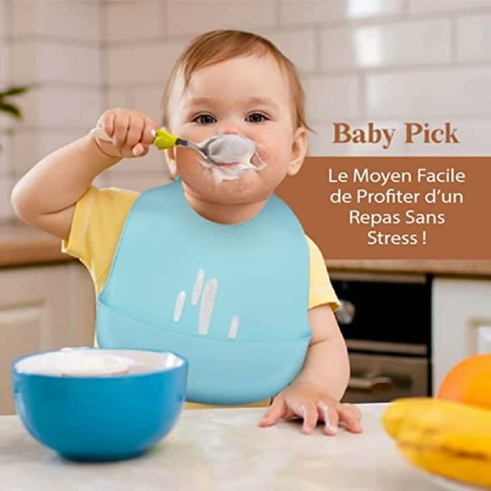 Bavoirs En Silicone Pour Bébé - Imperméables, Réglables - Avec Récupérateur De Miettes - Lot De 3