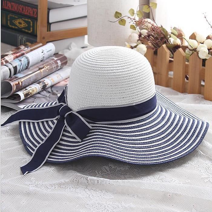Chapeau De Soleil Femme Panama JK Home – Bord Large 7 Cm, Réglable 55-58 Cm, Nœud Papillon | Pour Plage, Mariage, Jardinage