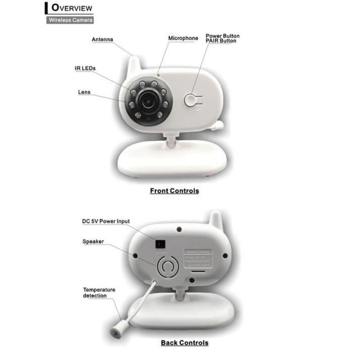 Wewoo - Babyphone vidéo Babycam blanc 2,4 pouces LCD 2.4GHz