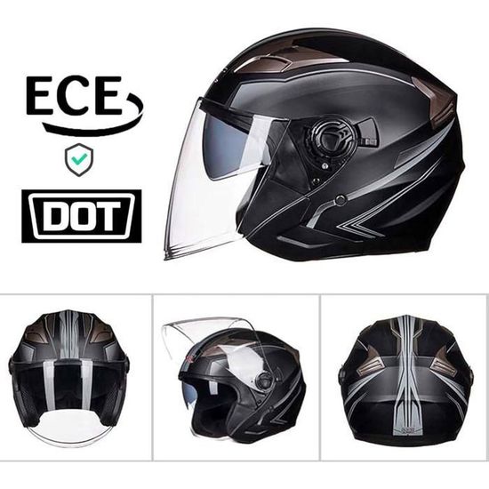 Casque Moto Bluetooth Jet - Double Visière - Certifié ECE/DOT - Homme/Femme - Interphone 1000m
