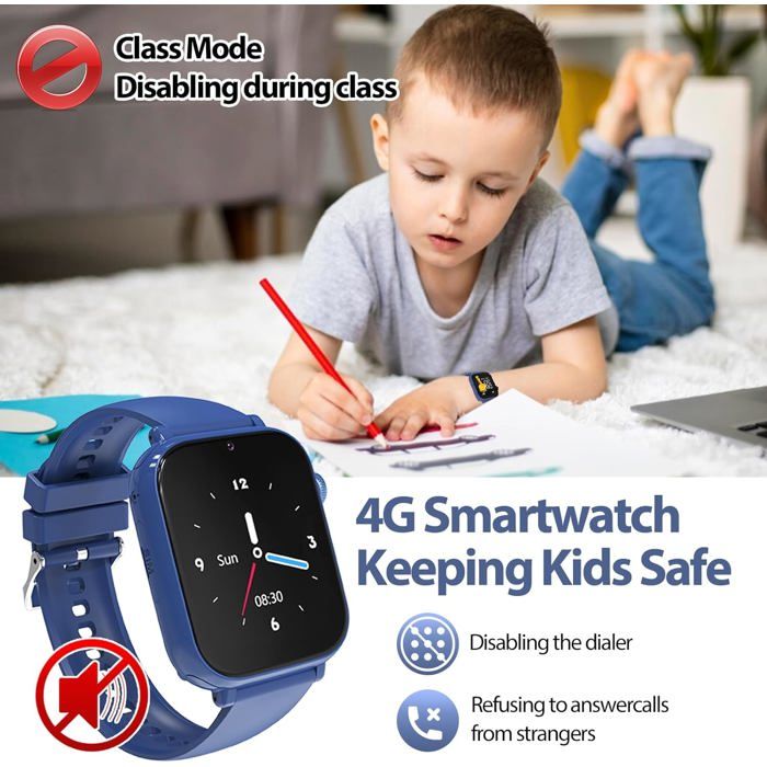 Montre Connectée Enfant GPS, Montre Telephone Enfant 4G avec Appel